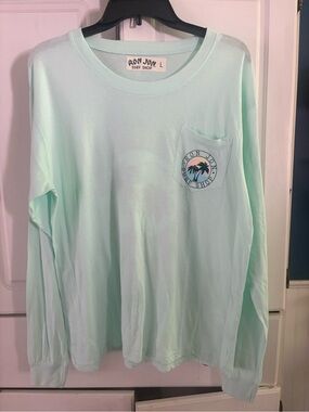 Ron Jon Surf Shop Women's Mint Long Sleeve Pocket Tee - Lightweight Crew